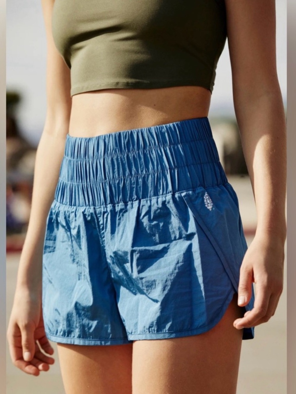 Free People FP Movement The Way Home Shorts XS High Waist Gym Active BLUE